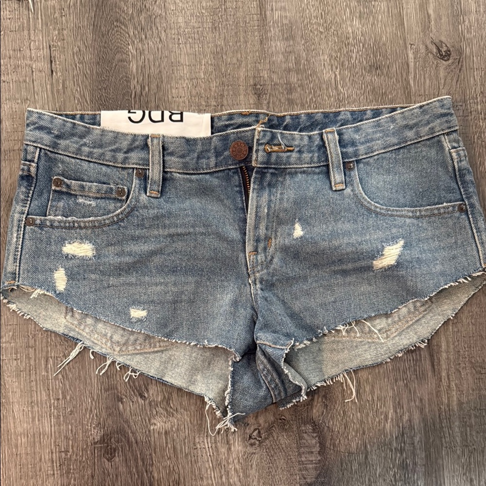 BDG Blue Jean Shorts with Distressed Hem